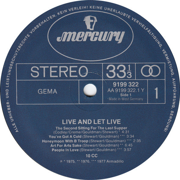 10cc : Live And Let Live (2xLP, Album, Gat)