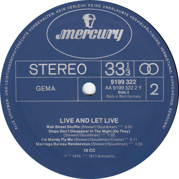 10cc : Live And Let Live (2xLP, Album, Gat)