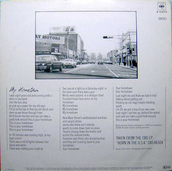 Bruce Springsteen : My Hometown (12", Maxi)