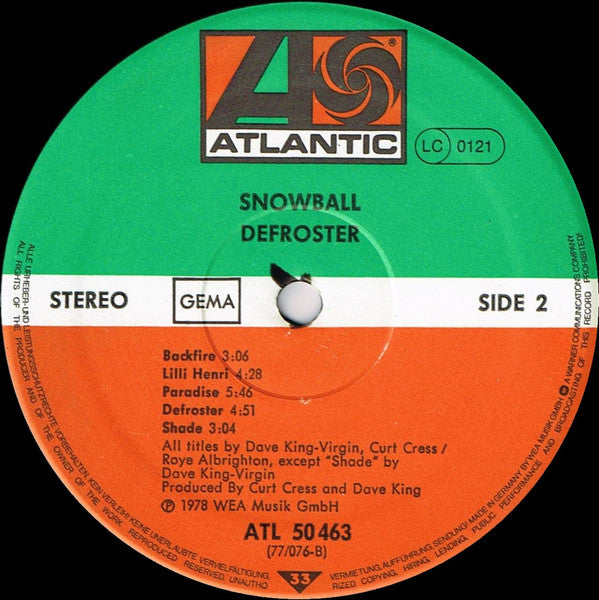 Snowball (2) : Defroster (LP, Album)
