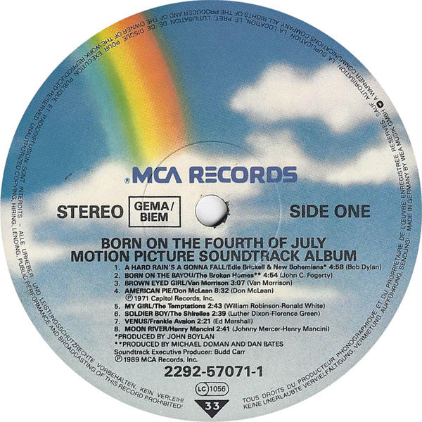 Various : Born On The Fourth Of July - Motion Picture Soundtrack Album (LP, Album, Comp)