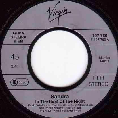 Sandra : In The Heat Of The Night (7", Single)