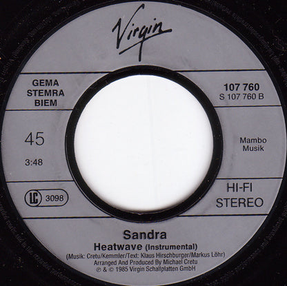 Sandra : In The Heat Of The Night (7", Single)