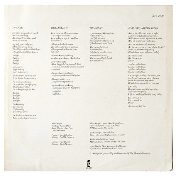 U2 : Boy (LP, Album, RP)
