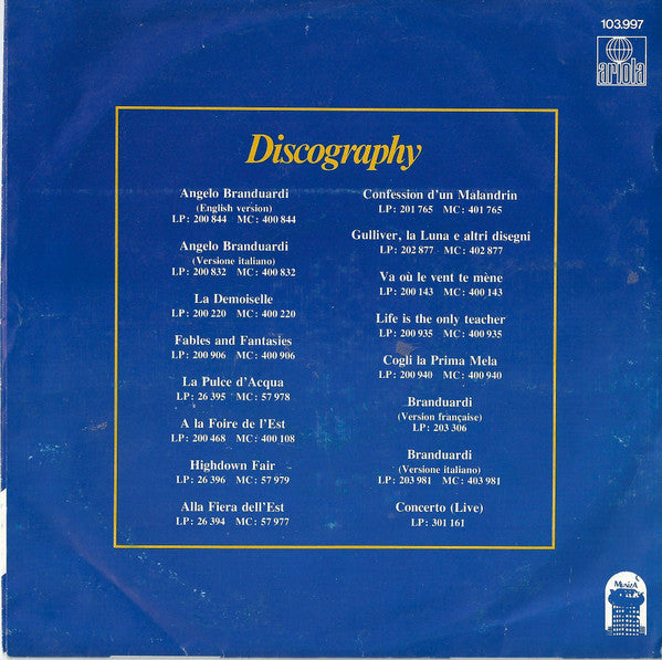 Angelo Branduardi : La Pulce D'Acqua (7", Single)