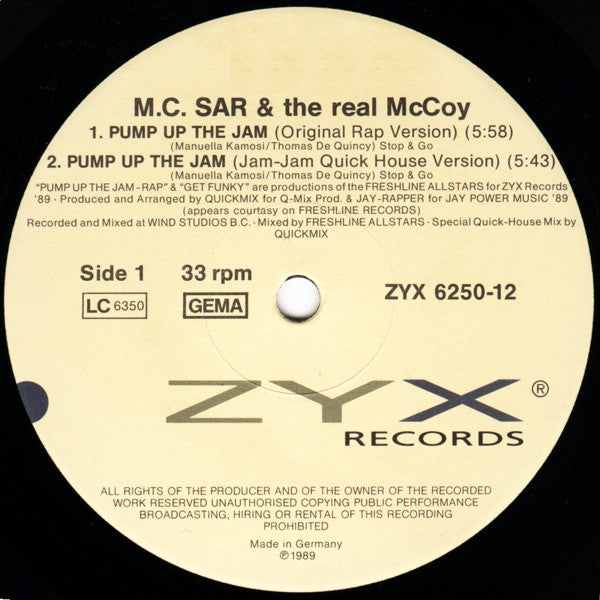 M.C.Sar & The Real McCoy* : Pump Up The Jam - Rap (12")