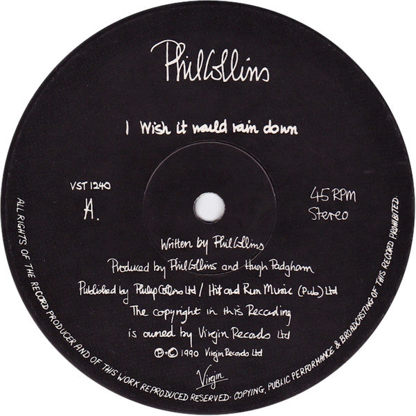 Phil Collins : I Wish It Would Rain Down (12", Single, Lim)
