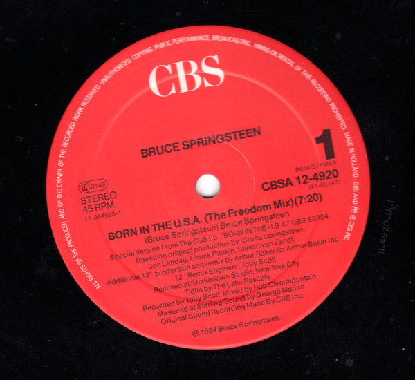 Bruce Springsteen : Born In The U.S.A. (12", Maxi, RP, Red)