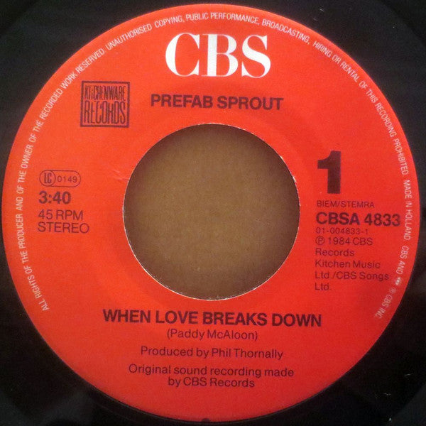 Prefab Sprout : When Love Breaks Down (7", Single)