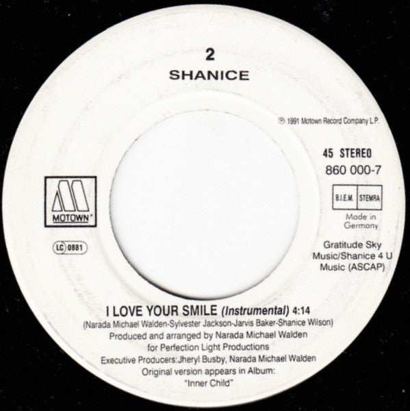 Shanice : I Love Your Smile (7", Single)