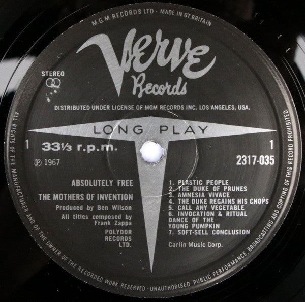 The Mothers Of Invention* : Absolutely Free (LP, Album, RP, Gat)