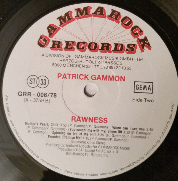Patrick Gammon : Rawness (LP, Album)