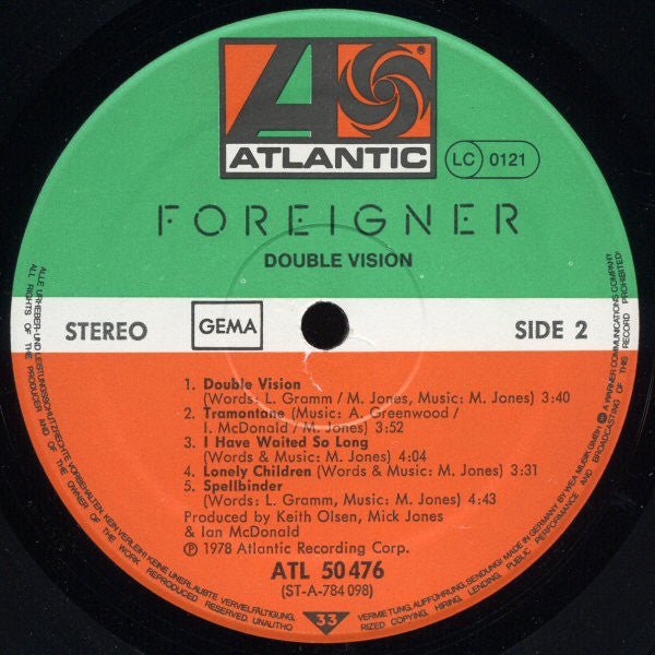 Foreigner : Double Vision (LP, Album, RE)