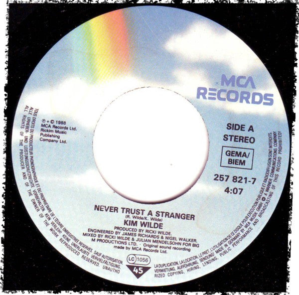 Kim Wilde : Never Trust A Stranger (7", Single)