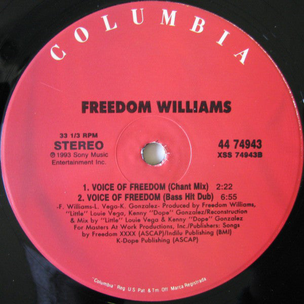 Freedom Williams : Voice Of Freedom (12", Single)