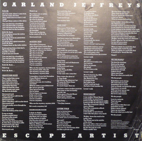 Garland Jeffreys : Escape Artist (LP, Album)