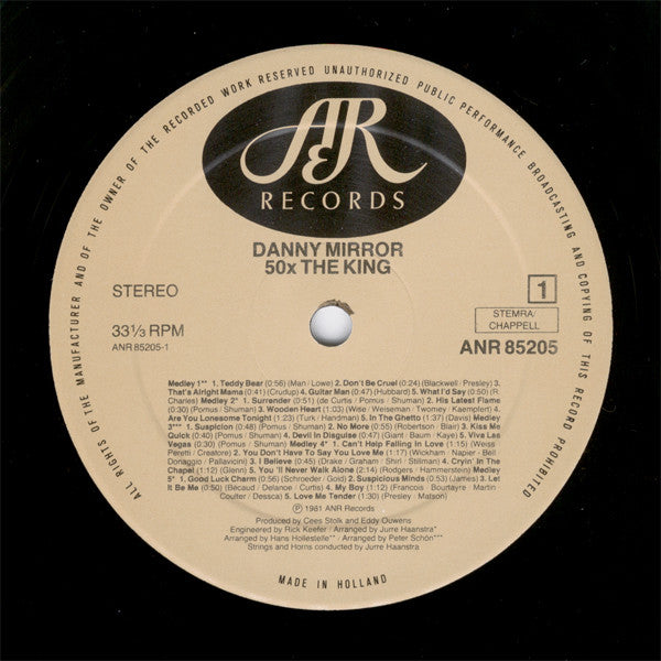 Danny Mirror & The Jordanaires : 50x The King - Elvis Presley's Greatest Songs (LP, Album)