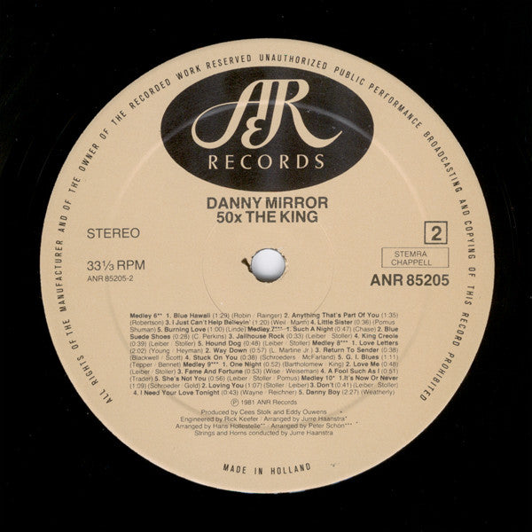 Danny Mirror & The Jordanaires : 50x The King - Elvis Presley's Greatest Songs (LP, Album)