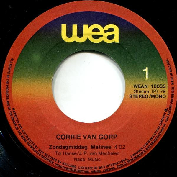 Corrie van Gorp : Zondagmiddag Matinee / Je Maintendrai (7", Single)
