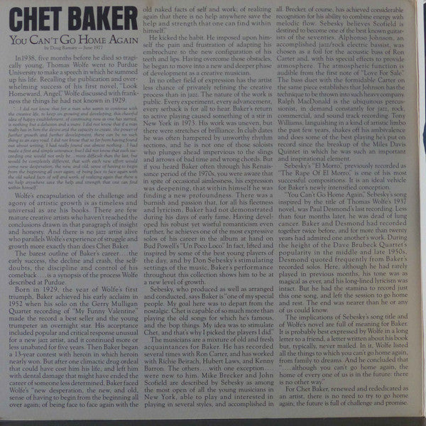 Chet Baker : You Can't Go Home Again (LP, Album, RE, Gat)