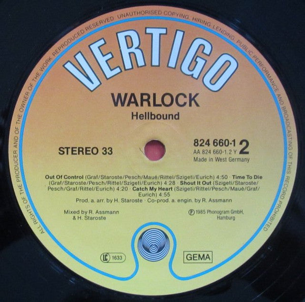Warlock (2) : Hellbound (LP, Album)