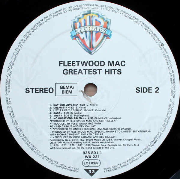 Fleetwood Mac : Greatest Hits (LP, Comp, Emb)