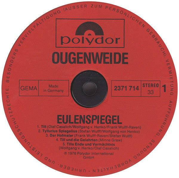 Ougenweide : Eulenspiegel (LP, Album, RP)