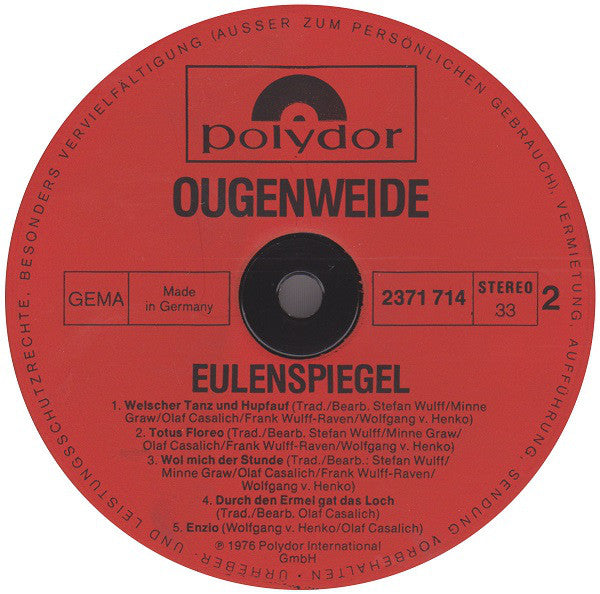 Ougenweide : Eulenspiegel (LP, Album, RP)