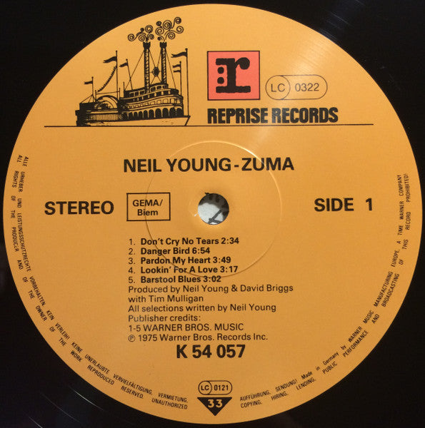 Neil Young With Crazy Horse : Zuma (LP, Album, RE)