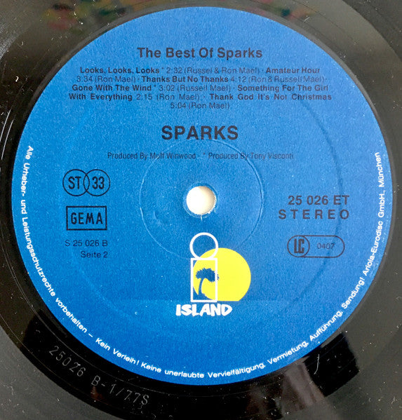 Sparks : The Best Of Sparks (LP, Comp)