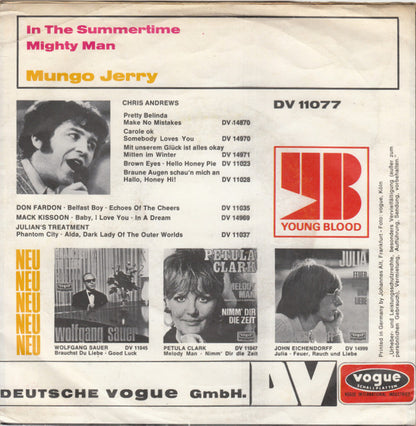 Mungo Jerry : In The Summertime / Mighty Man (7", Single)