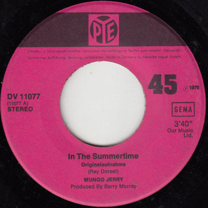 Mungo Jerry : In The Summertime / Mighty Man (7", Single)