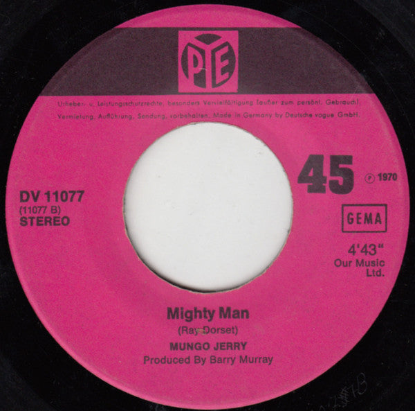 Mungo Jerry : In The Summertime / Mighty Man (7", Single)