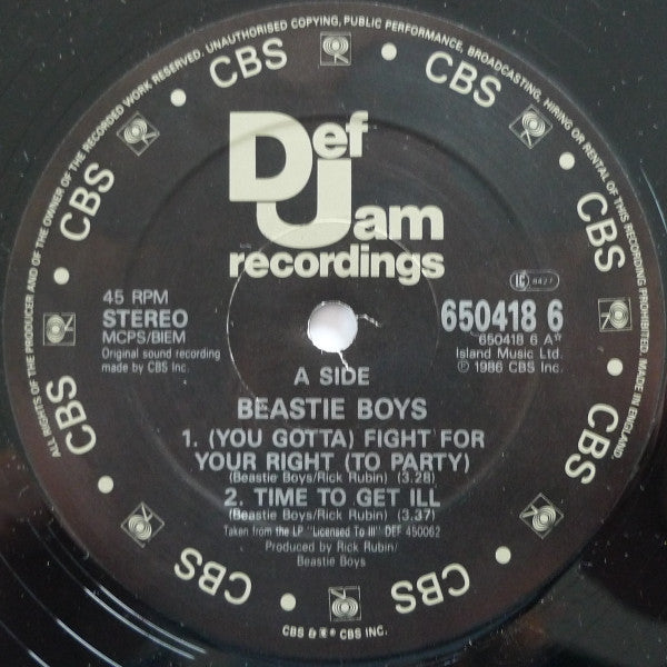 Beastie Boys : Fight For Your Right (12")