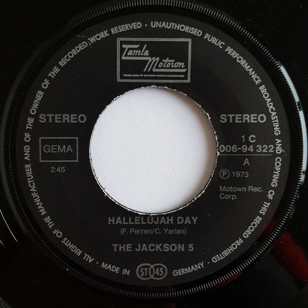 The Jackson 5 : Hallelujah Day (7", Single)