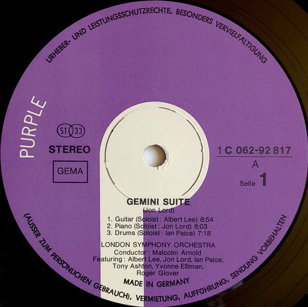 Jon Lord / London Symphony Orchestra : Gemini Suite (LP, Album, RP, Gat)