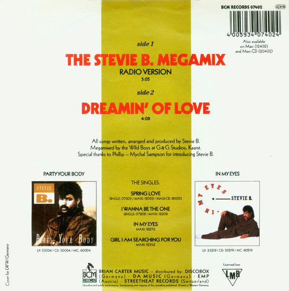 Stevie B : The Stevie B. Megamix (7")