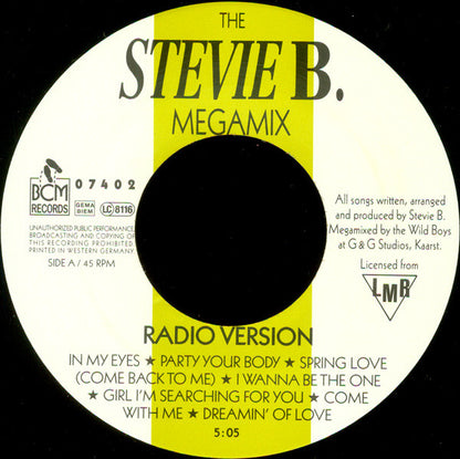 Stevie B : The Stevie B. Megamix (7")