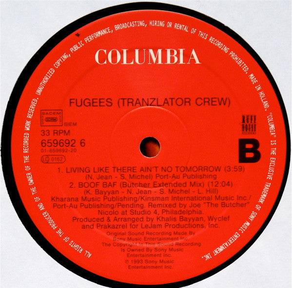 Fugees (Tranzlator Crew)* : Boof Baf (12")