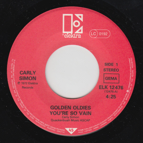 Carly Simon : You're  So Vain (7", Single)