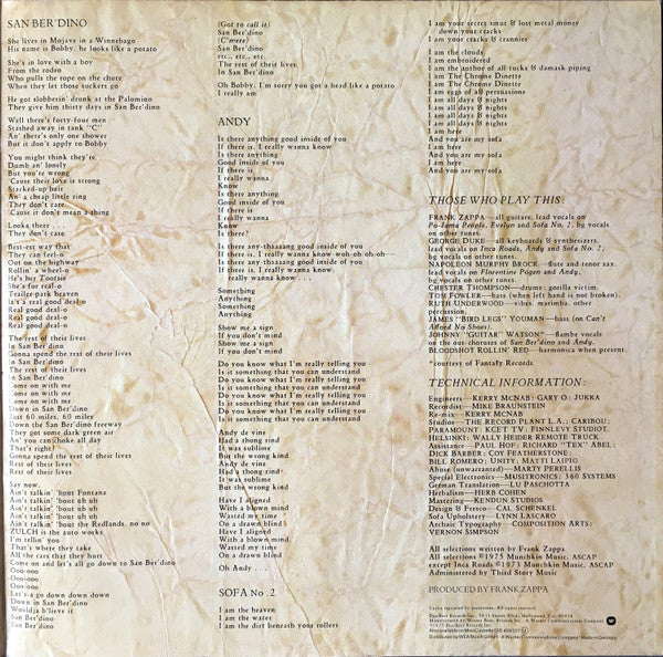 Frank Zappa And The Mothers Of Invention* : One Size Fits All (LP, Album, RE, Gat)