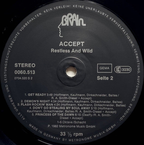 Accept : Restless And Wild (LP, Album)