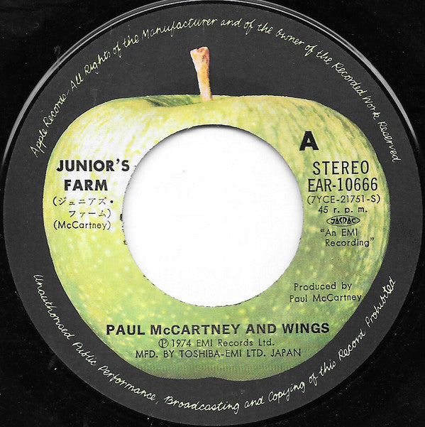 ポール・マッカートニー&ウイングス* = Paul McCartney & Wings* : ジュニアズ・ファーム = Junior's Farm  (7", Single)