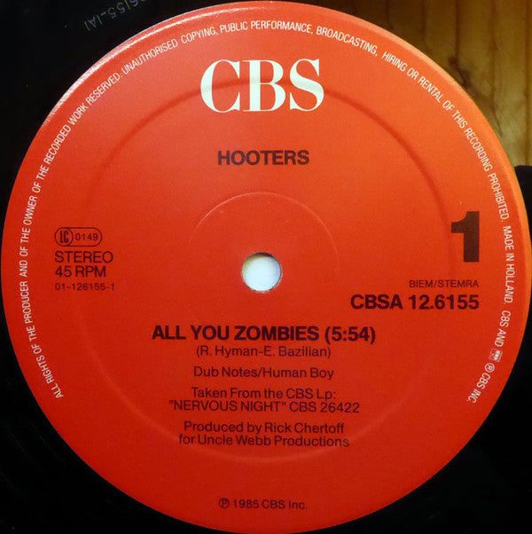Hooters* : All You Zombies / Nervous Night (12", Maxi)