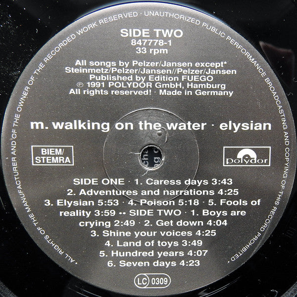 M. Walking On The Water : Elysian (LP, Album)