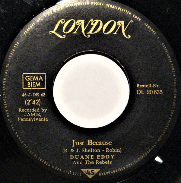 Duane Eddy And The Rebels : Just Because / Runaway Pony (7", Single)