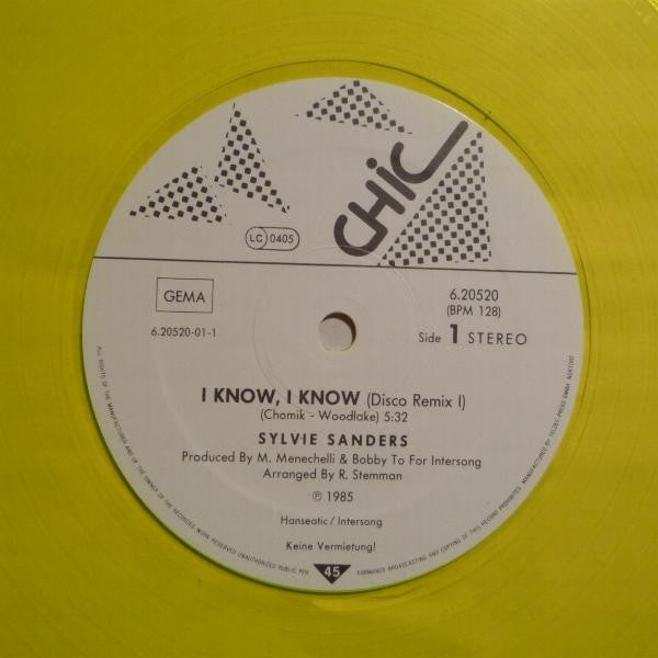 Sylvie Sanders : I Know, I Know (12", Maxi, Yel)
