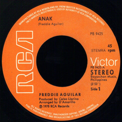 Freddie Aguilar : Anak / Child (7", Single)