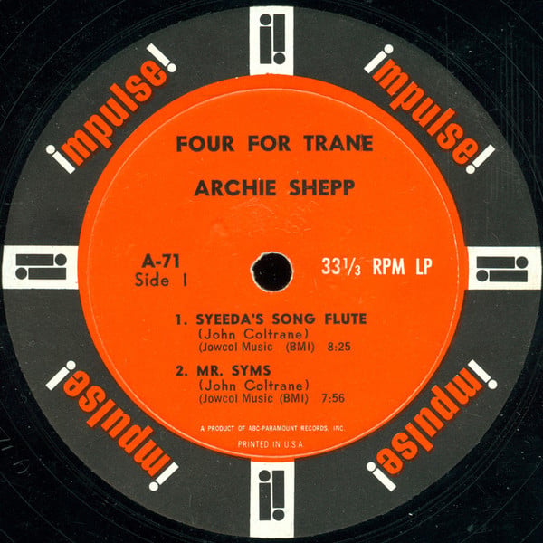 Archie Shepp : Four For Trane (LP, Album, Mono)