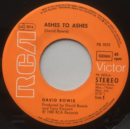 David Bowie : Ashes To Ashes (7", Single)